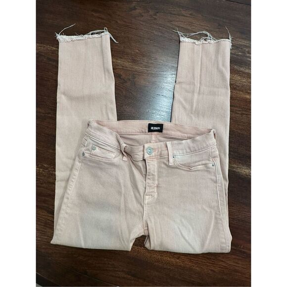 Hudson Tally Deep Cuff Crop Pink Skinny Stretch Jeans Size 26 - Picture 4 of 8